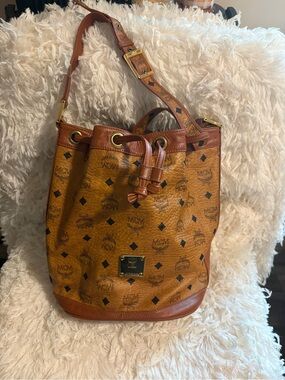 MCM Cognac Visetos Bucket Bag -
